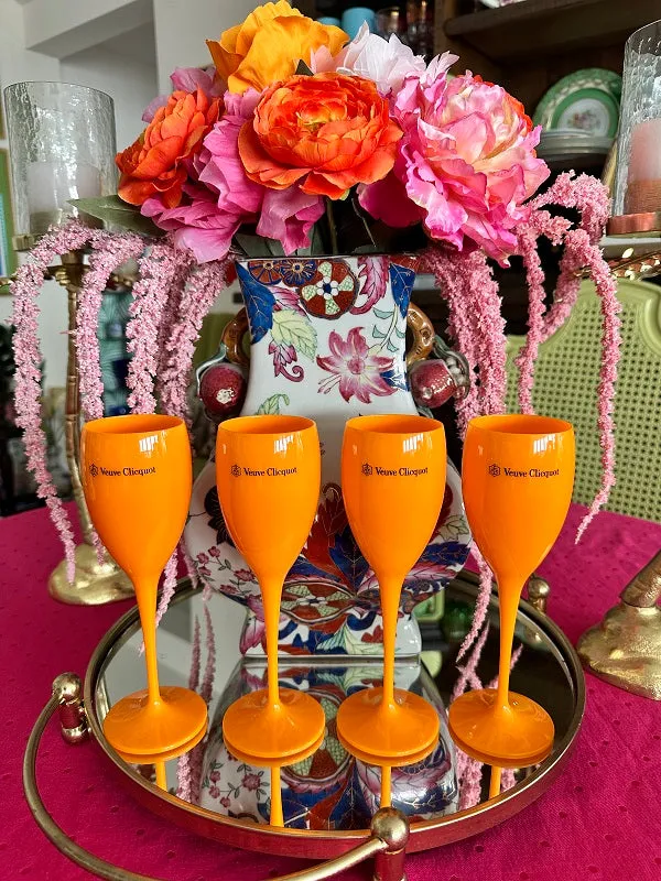 Champagne Glasses Veuve Clicquot, Orange, EACH SOLD SEPARATELY