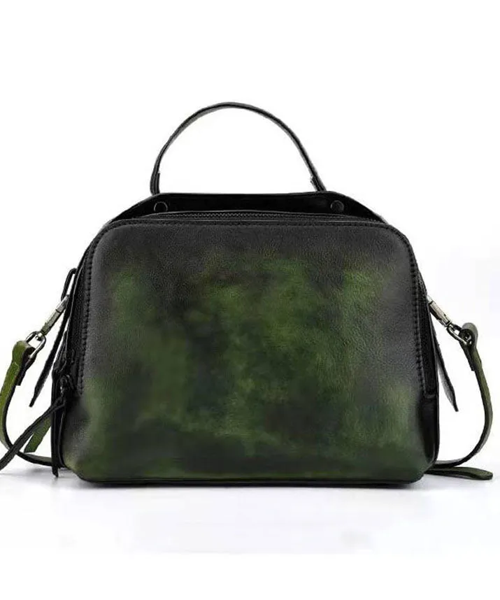 Chic Rainbow Tie Dye Paitings Calf Leather Satchel Handbag