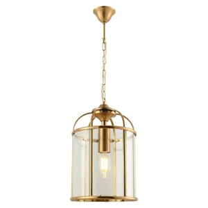 Clovelly 1 Light Lantern Pendant Gold with Clear Glass