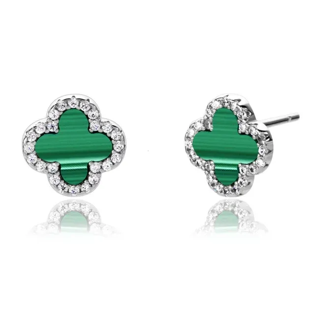 Clover Sterling Silver Gemstone Earrings Studs