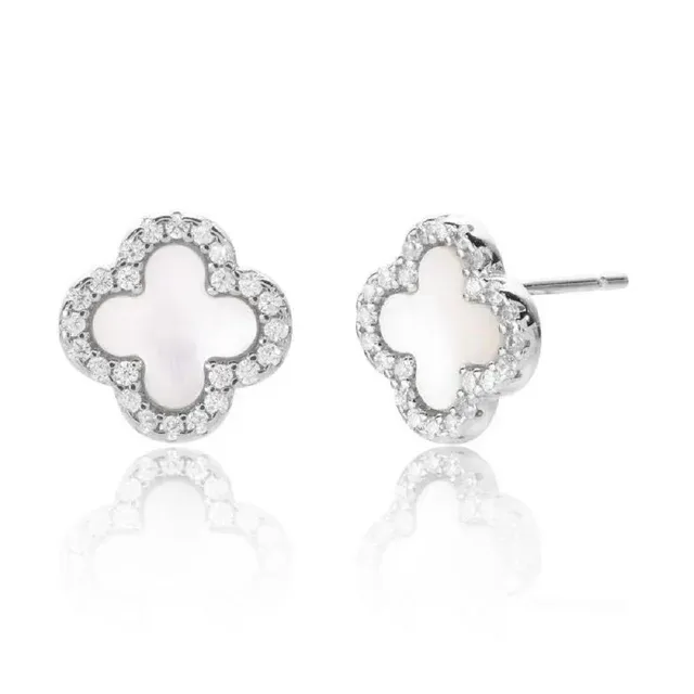 Clover Sterling Silver Gemstone Earrings Studs