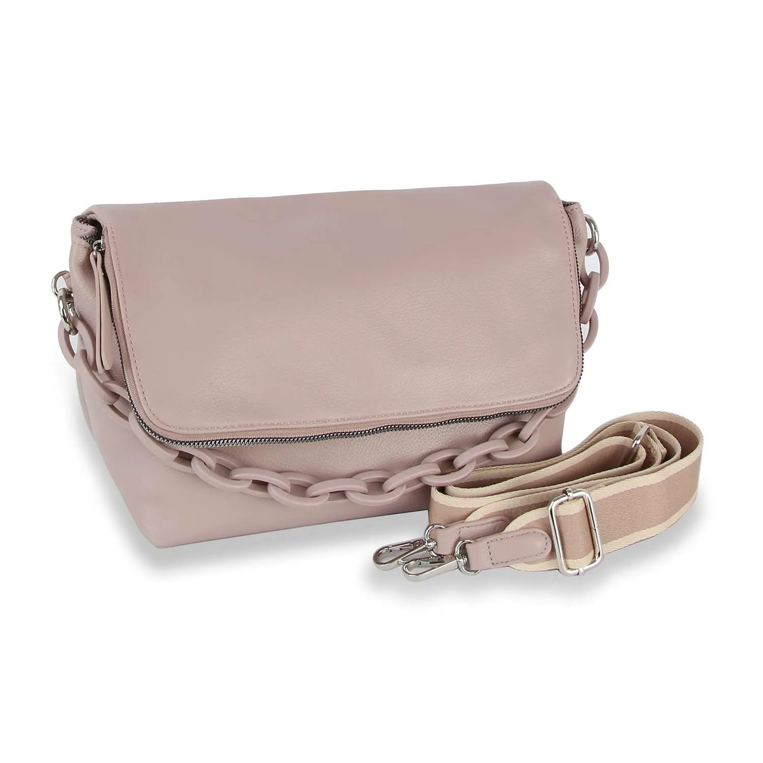 Courtney Mauve Chain Handle Shoulder Bag: Mauve