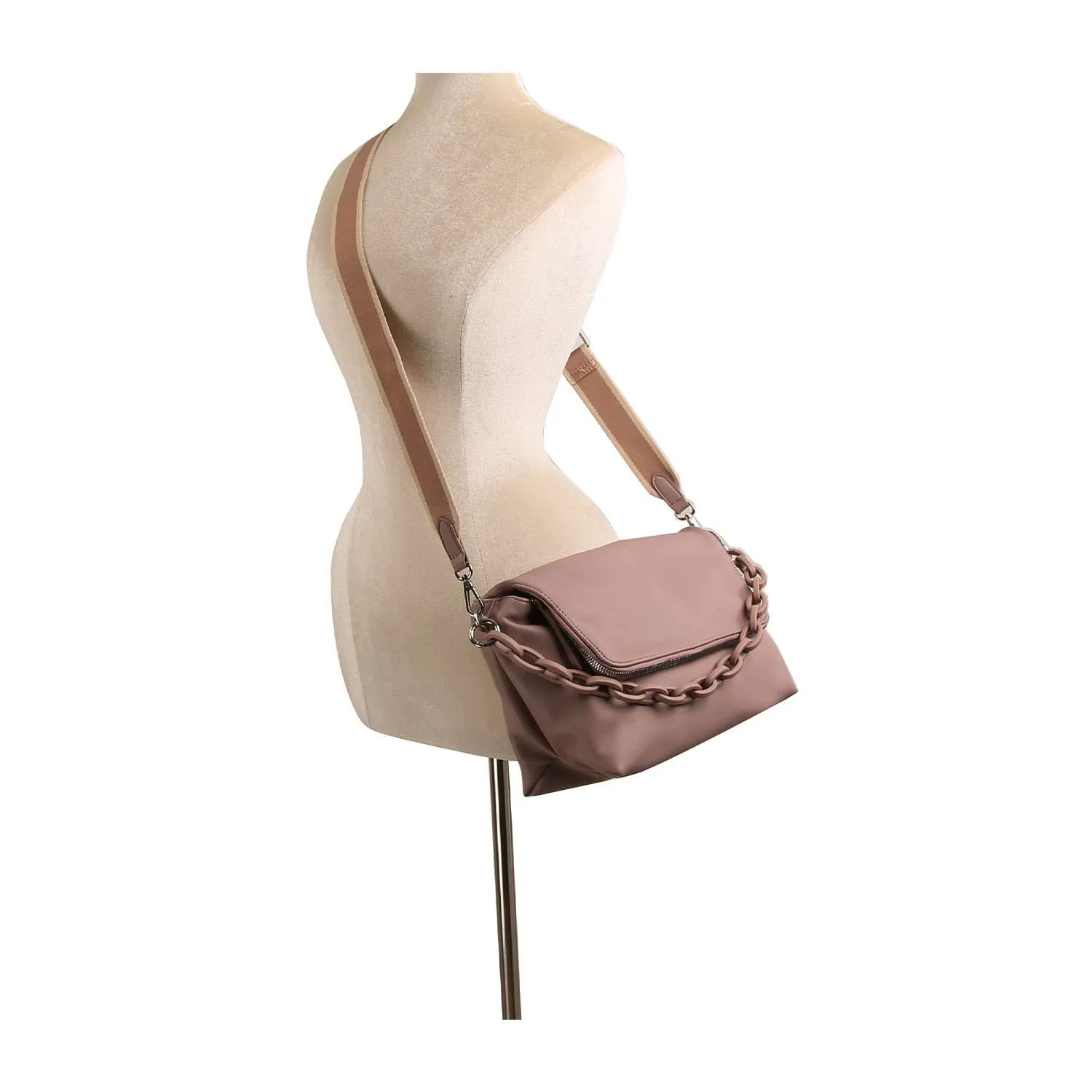 Courtney Mauve Chain Handle Shoulder Bag: Mauve