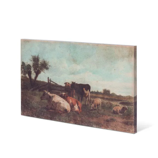 Cows in Pasture Vintage Canvas Print