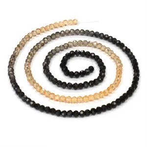 Crystal Faceted 3mm Round Beads - Brown to Black- 1 string