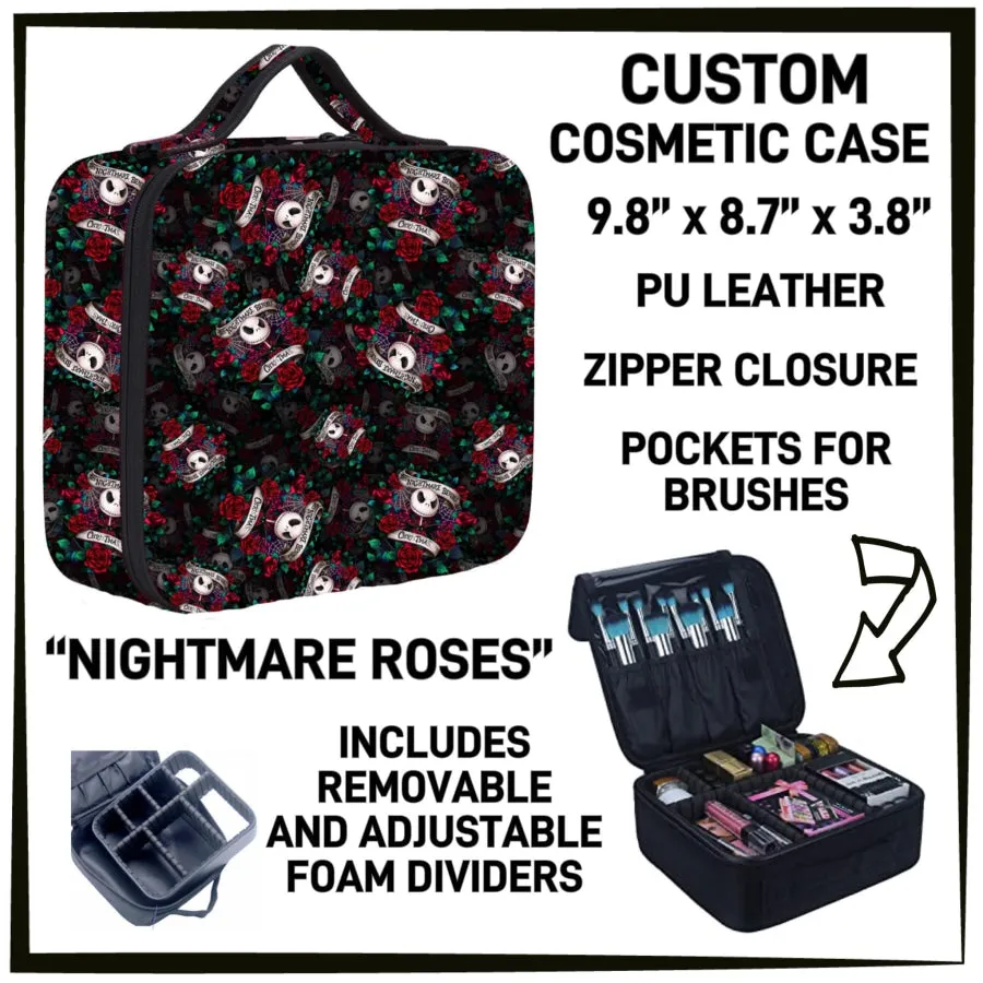 Custom Design Faux Leather Cosmetic / Travel / Multi-use Case - Nightmare Roses