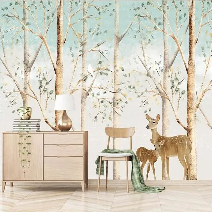 Custom Mural Wallpaper Elk in the Forest (㎡)