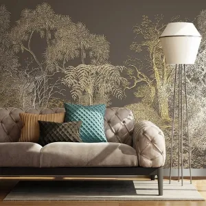 Custom Mural Wallpaper Minimalist 3D Relief Line Woods (㎡)