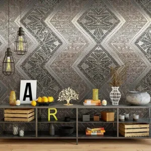 Custom Wallpaper Mural Modern Metal Effect Abstract Pattern (㎡)