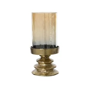 Decoris Aluminium Candleholder with Glass Tube 11 x 22cm - Gold