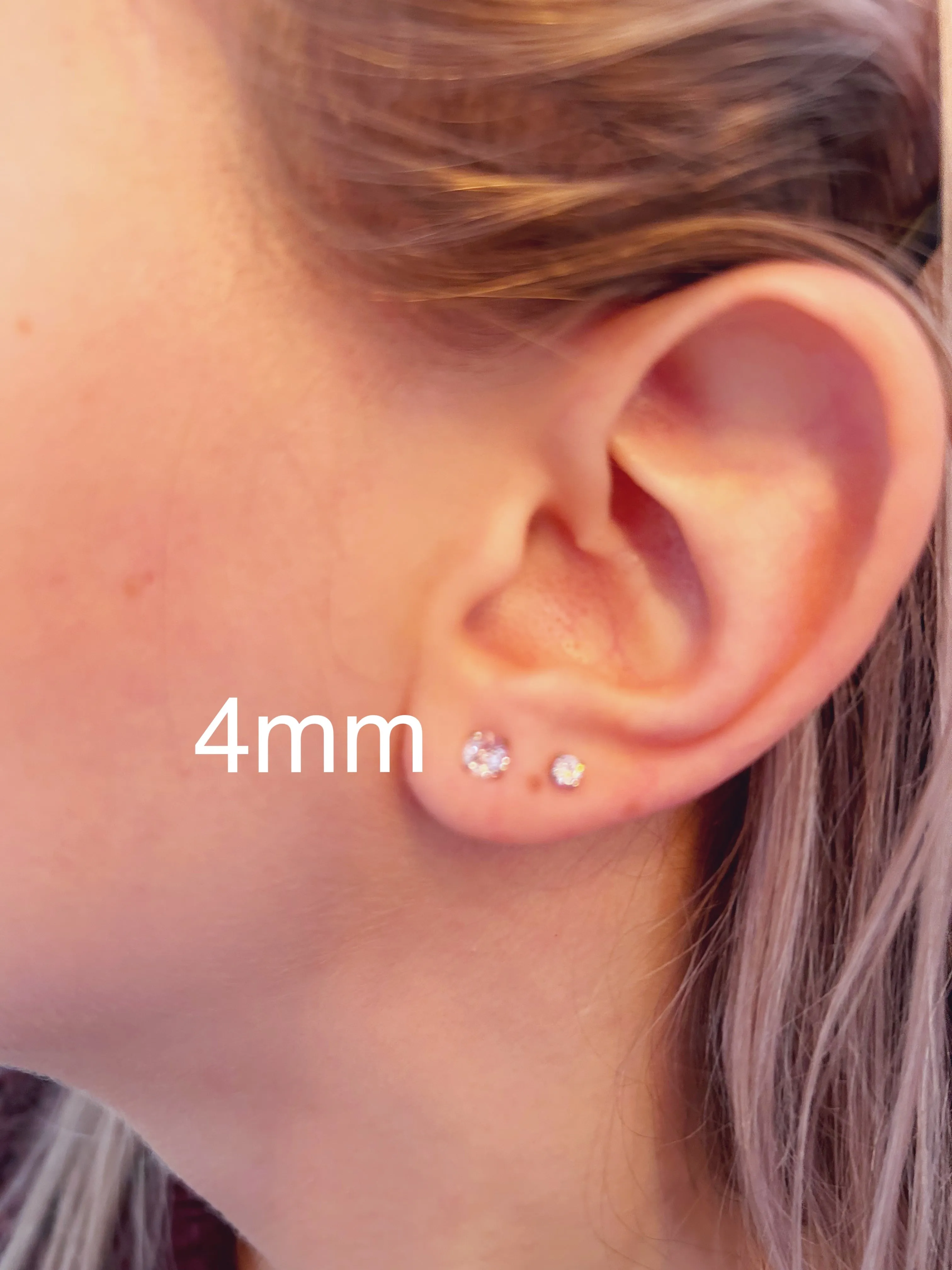 Diamond Gem Studs 4mm