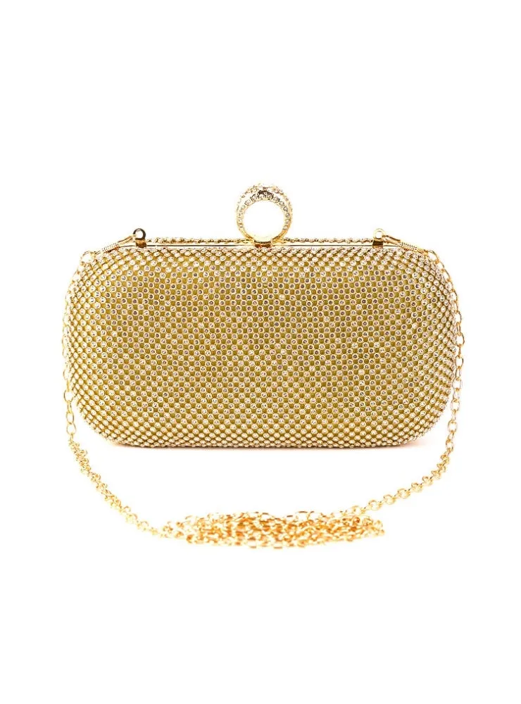 Diamond-studded Slung Portable Clutch Bag