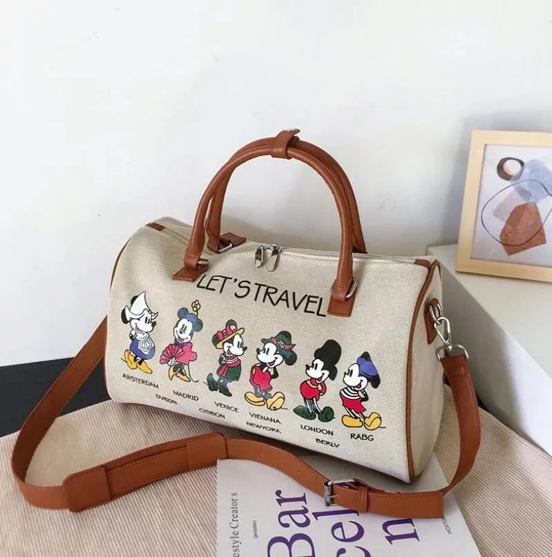 Disney Mickey cartoon canvas handbag Minnie ladies men's messenger bag large capacity shoulder bag S4404237