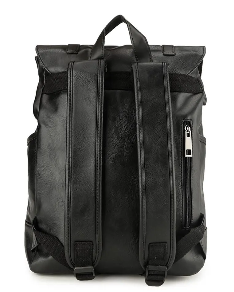 Distressed Leather Nomad Backpack - Black