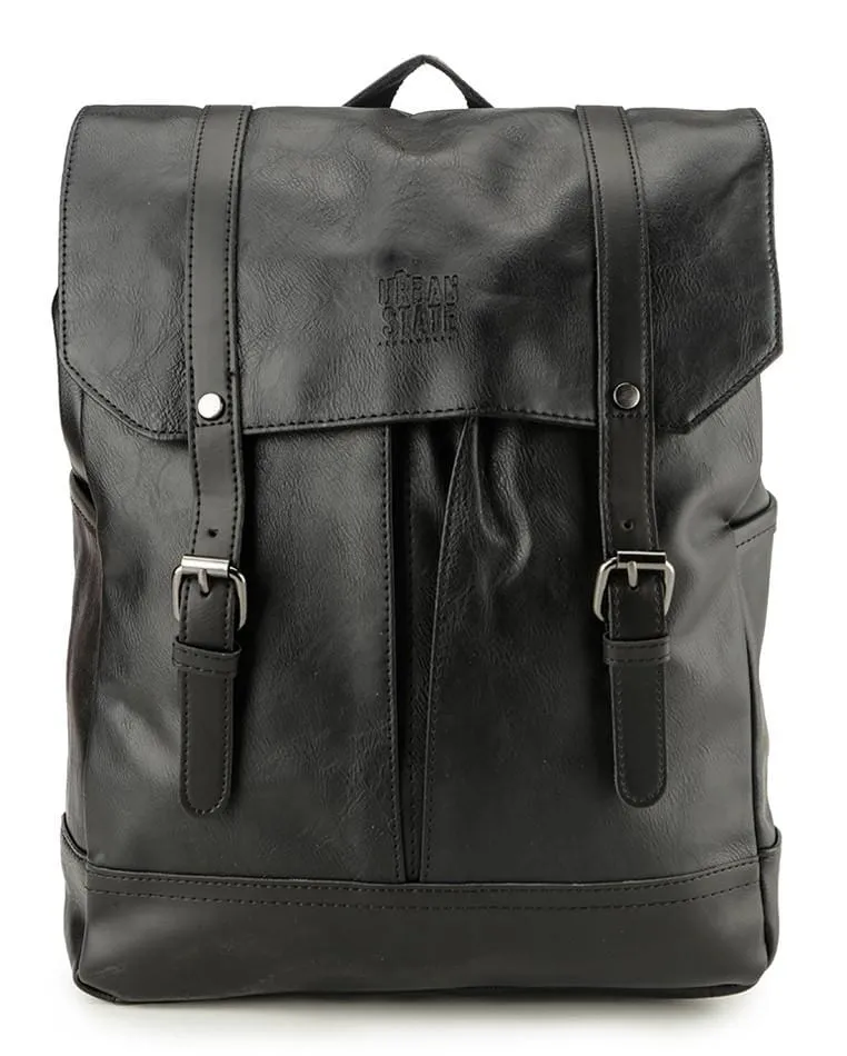 Distressed Leather Nomad Backpack - Black