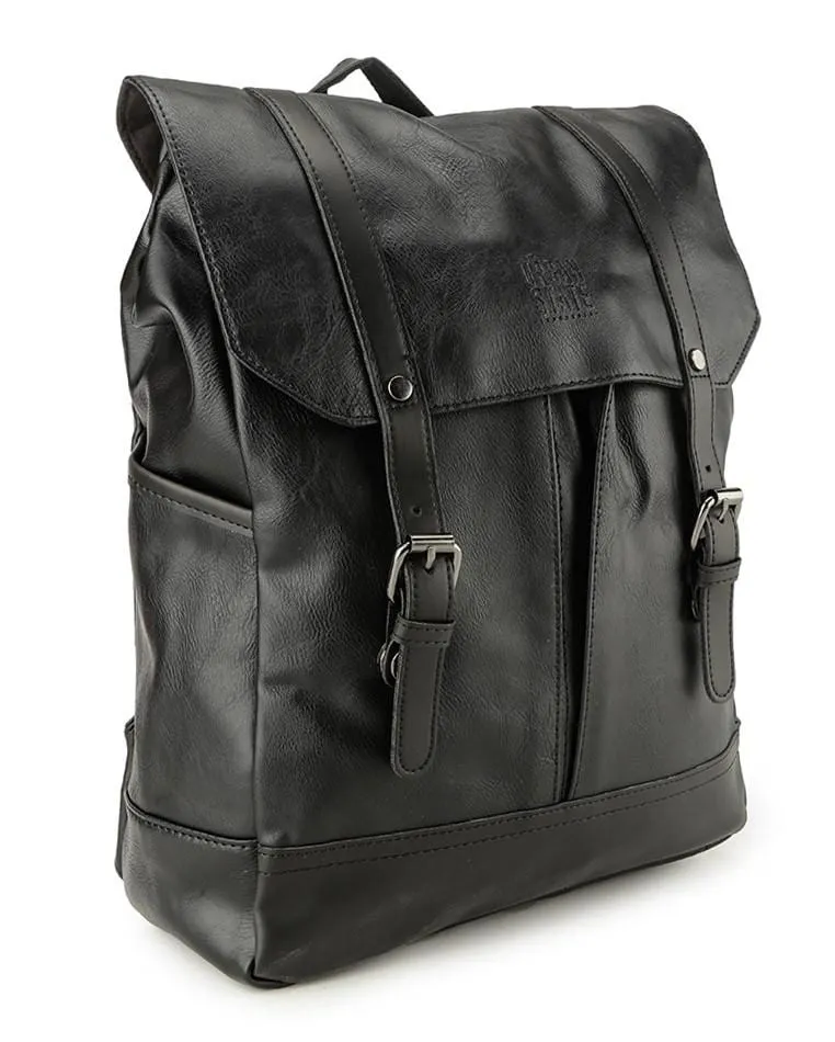 Distressed Leather Nomad Backpack - Black