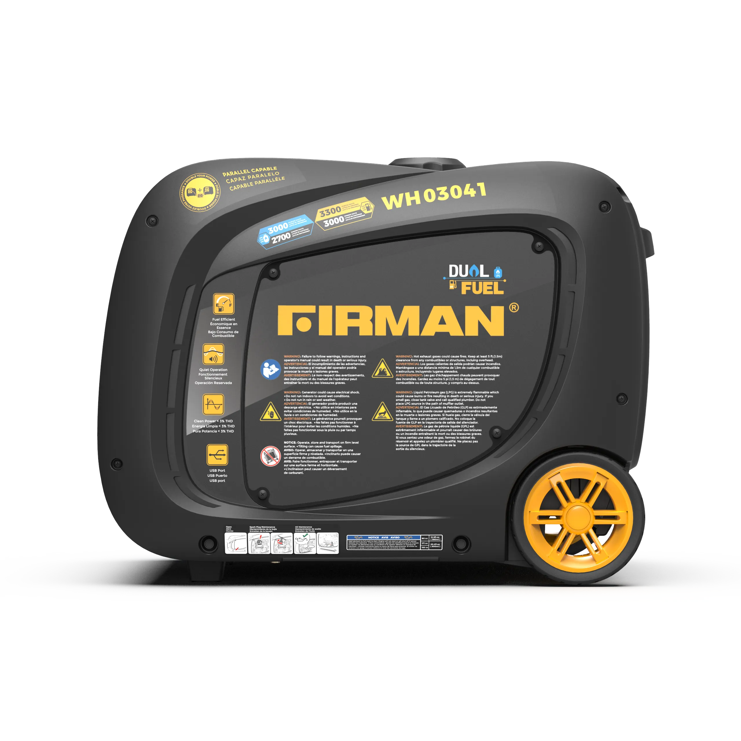 Dual Fuel Inverter Portable Generator 3300W Recoil Start