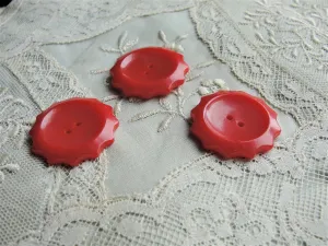 FABULOUS Art Deco Bakelite Buttons,Cherry Red Vintage Buttons,Collectible Vintage Buttons