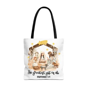 Faith-Inspired Tote Bag - "The Greatest Gift of All" - Perfect for Christmas & Everyday Use