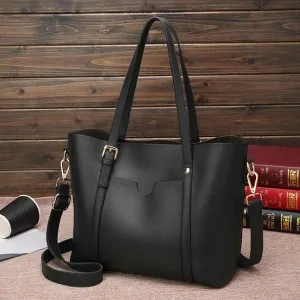 Famous Brands Vegan Women Tote Handbag- Black