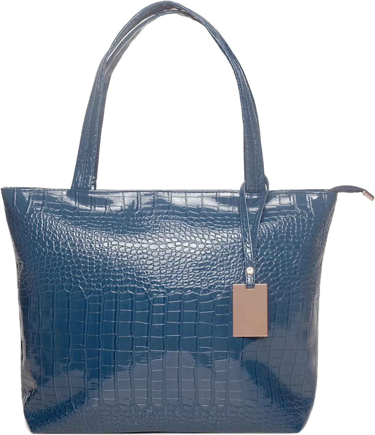 Fashionable White Crocodile Printed Tote Style Handbag