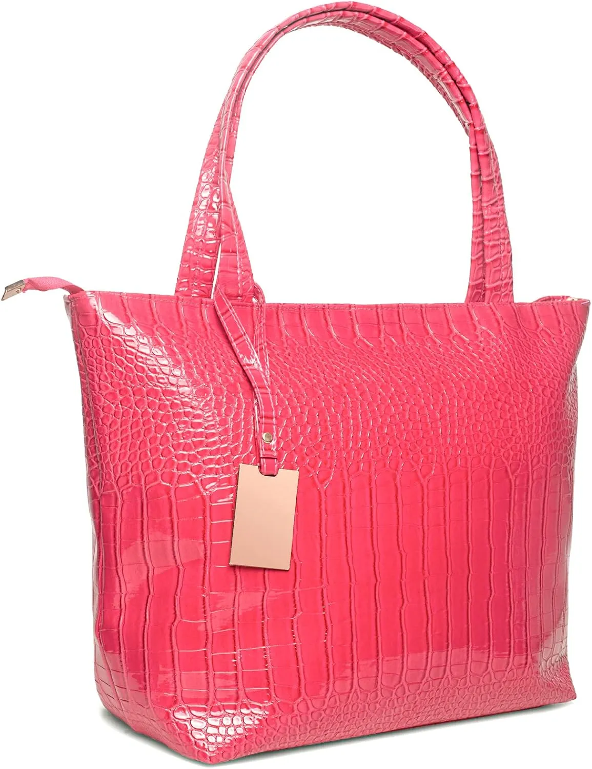 Fashionable White Crocodile Printed Tote Style Handbag