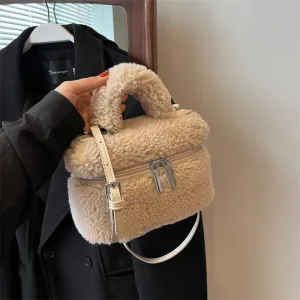 Faux Lamb Wool Plush Fleece Shoulder Handbag