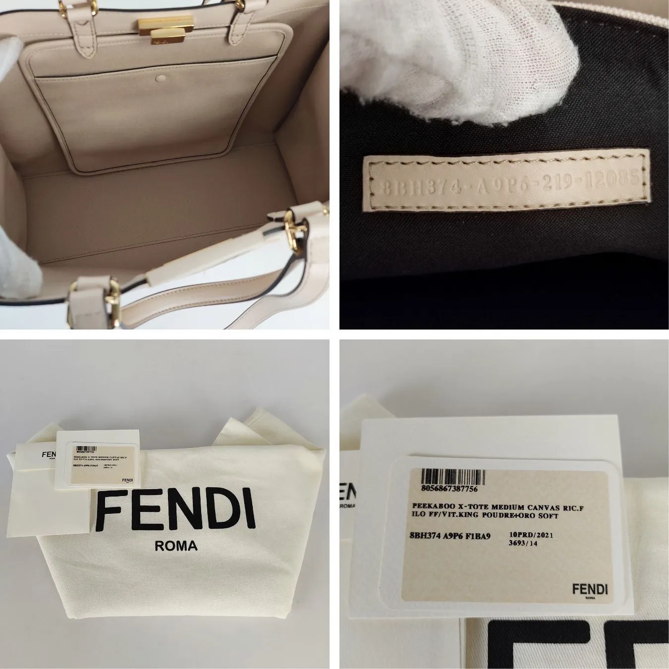 FENDI Peekaboo Tote Medium Canvas shoulder bag pink