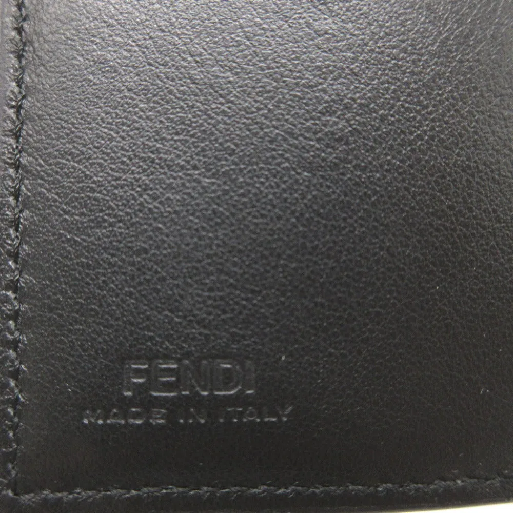 FENDI Tri-fold wallet 7M0280 leather black Compact wallet signature logo mens Used