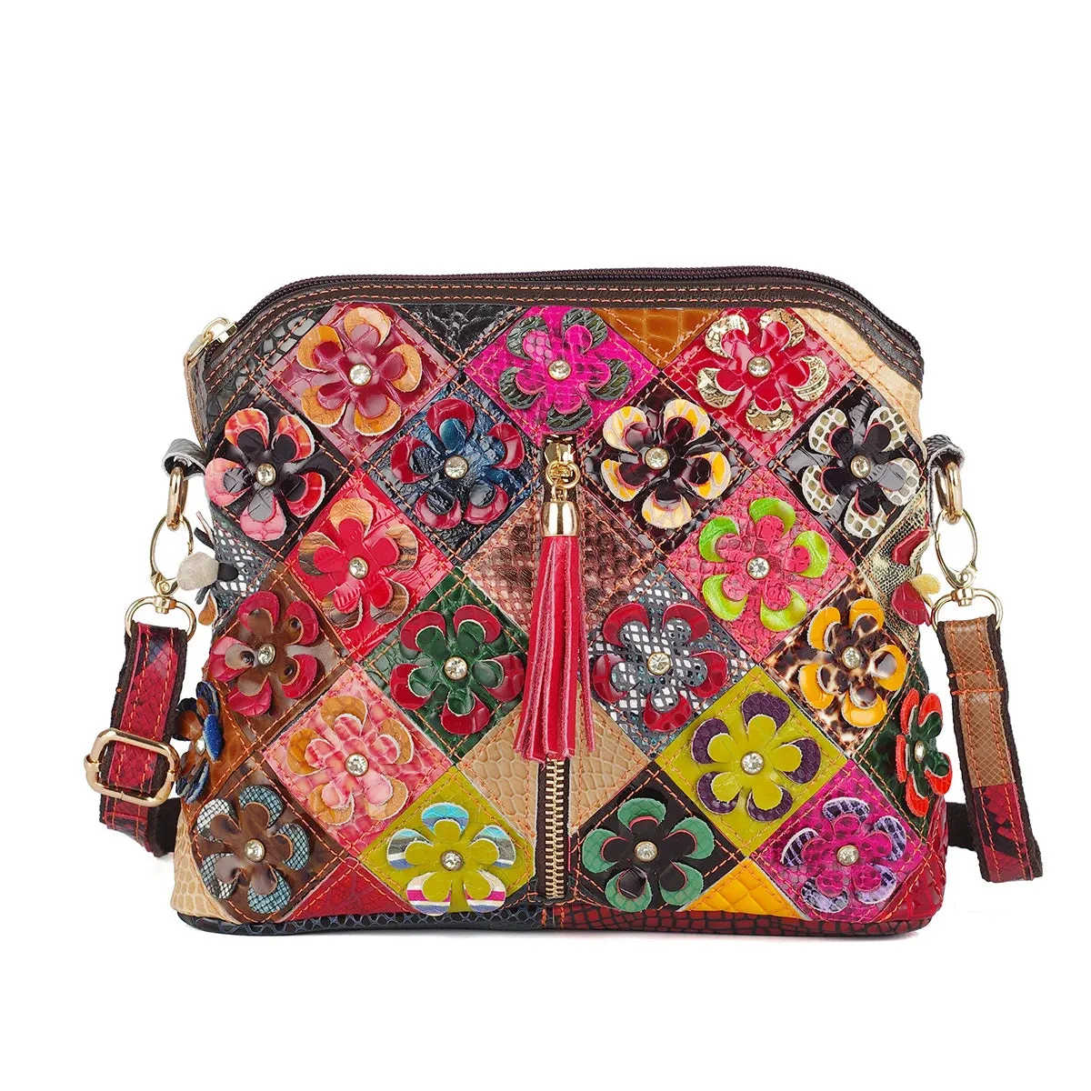 Festival Colours Flowers & Mosaics Shoulder Handbag