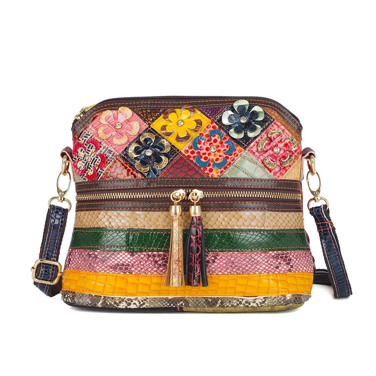 Festival Colours Flowers & Mosaics Shoulder Handbag