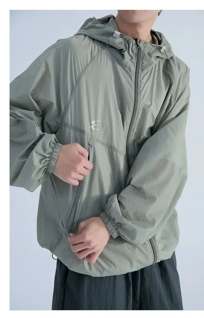 Functional Hooded Windbreaker Jacket In Lightweight Fabric