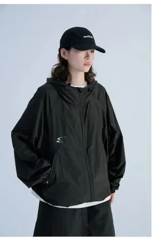 Functional Hooded Windbreaker Jacket In Lightweight Fabric