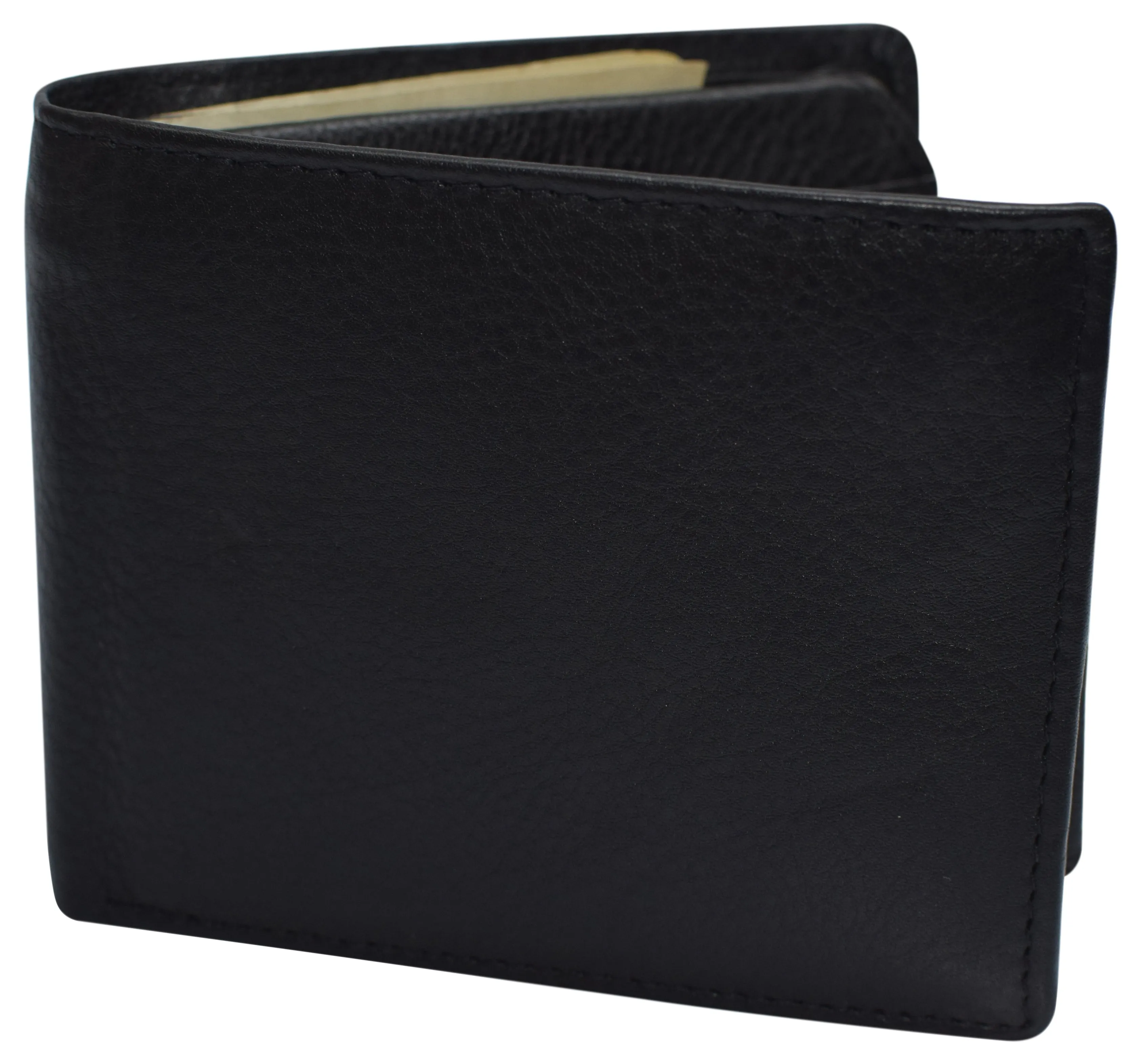 Genuine Leather RFID Blocking Double Flap 3 ID Window Bifold Wallet 630590