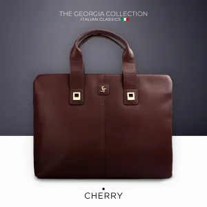 Georgia Collection | Genuine Leather Laptop / Office Bag For Men | Fits 15.5 in" Laptop | Cherry