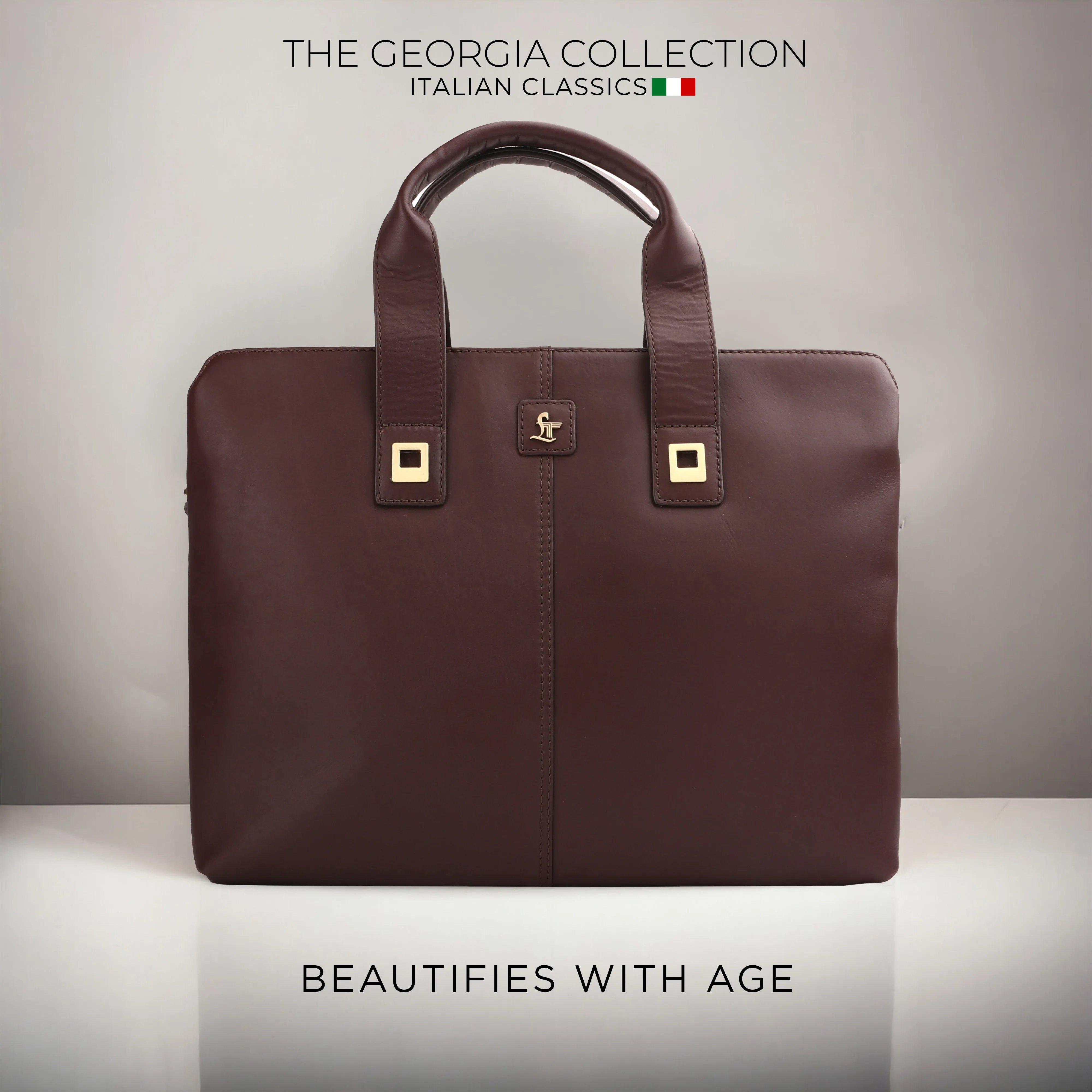 Georgia Collection | Genuine Leather Laptop / Office Bag For Men | Fits 15.5 in" Laptop | Cherry