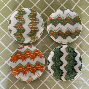 Graphic Vegetable Salad or Dessert Plates, Set of 4