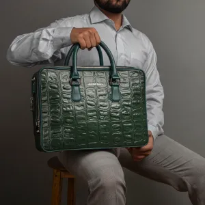 Great Dane | Luxury Laptop Bag | 100% Genuine Leather | For Office Use | Colour - Green & Blue