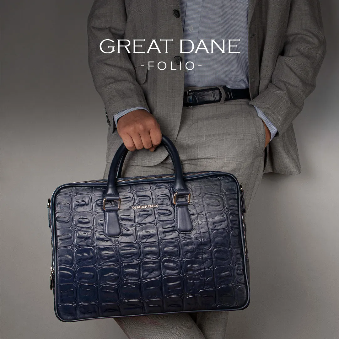 Great Dane | Luxury Laptop Bag | 100% Genuine Leather | For Office Use | Colour - Green & Blue