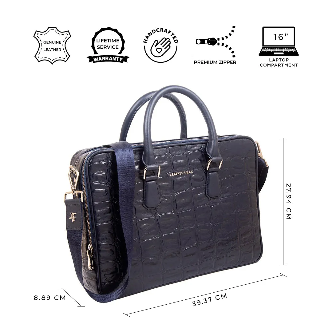 Great Dane | Luxury Laptop Bag | 100% Genuine Leather | For Office Use | Colour - Green & Blue