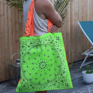 Green Neon Orange Tote