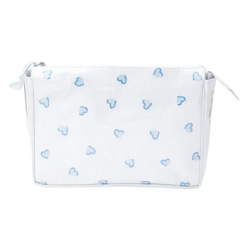 Hearts Large Makeup Bag in Blue