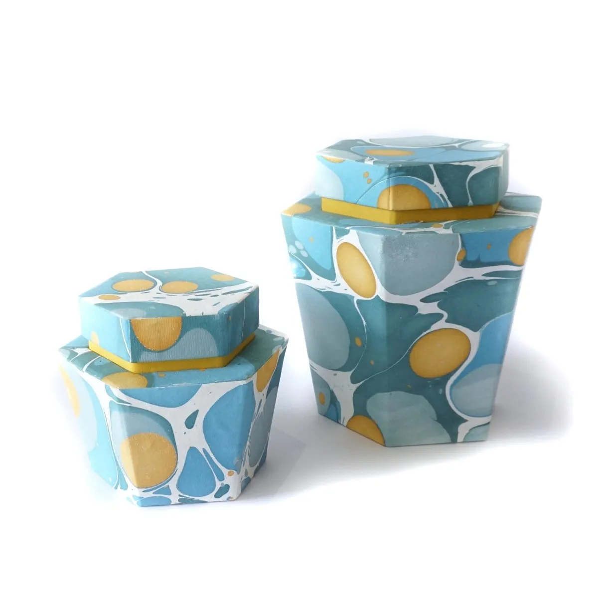 Hexagon Jar Blue Mustard