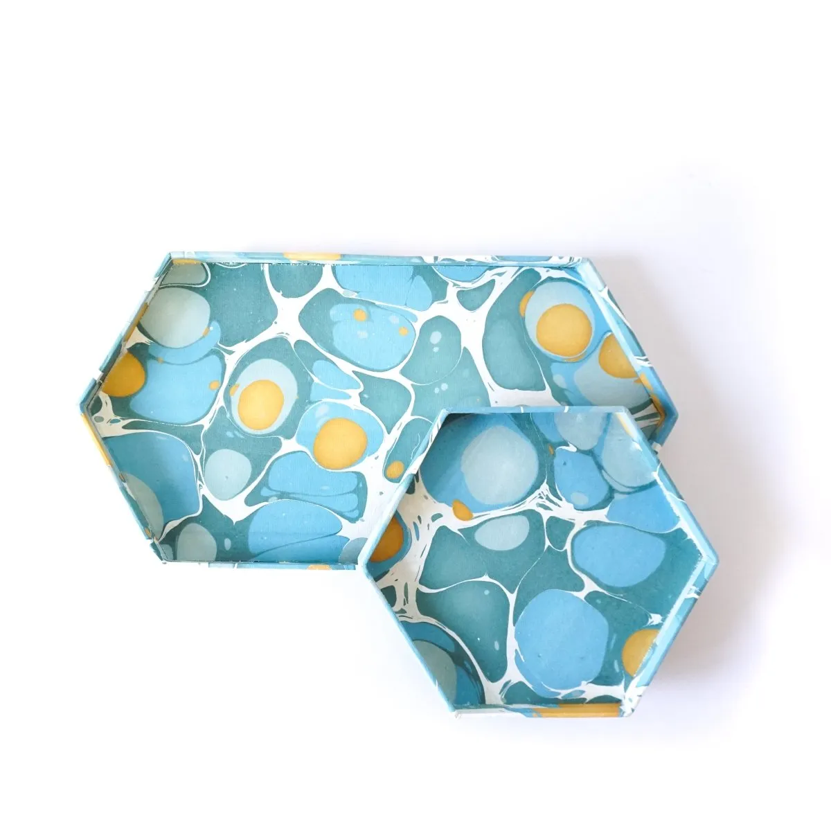 Hexagon Tray Blue Mustard