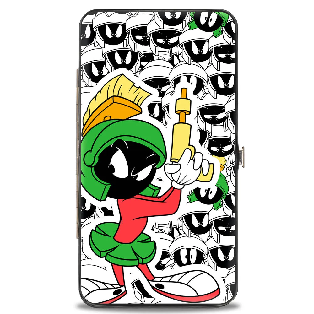 Hinged Wallet - Marvin the Martian Ray Gun Pose Expressions Stacked PORTRAIT White Black Multi Color