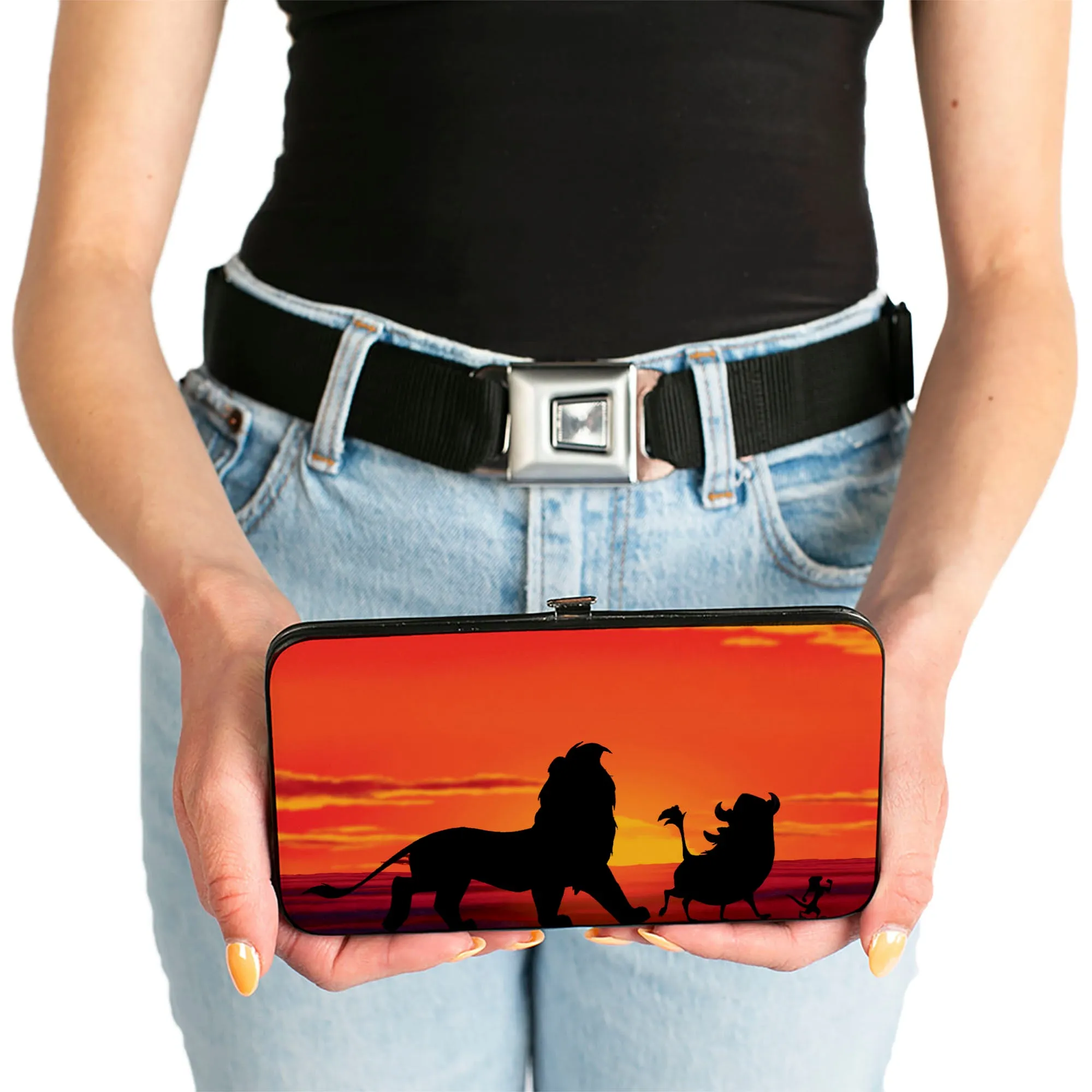 Hinged Wallet - The Lion King Hakuna Matata Simba Pumbaa Timon Sunset Silhouette Reds Black