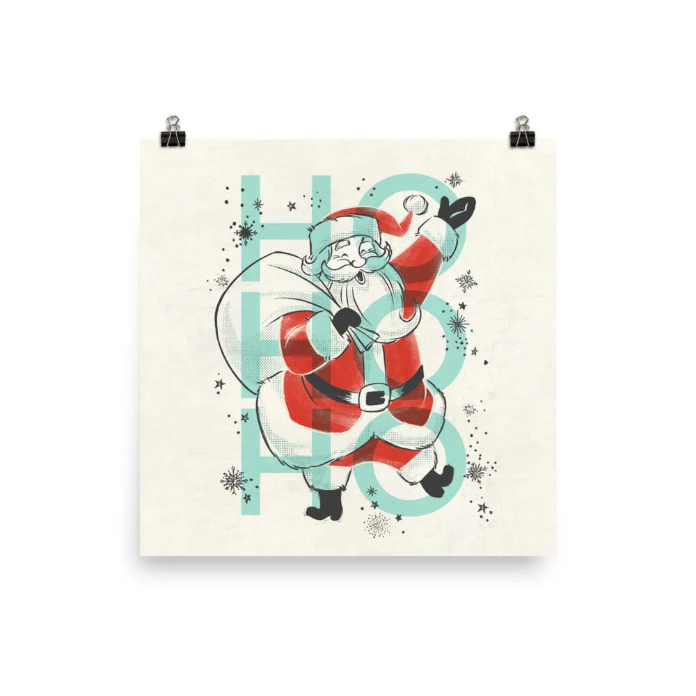 Ho Ho Ho Santa Christmas Art Poster Print