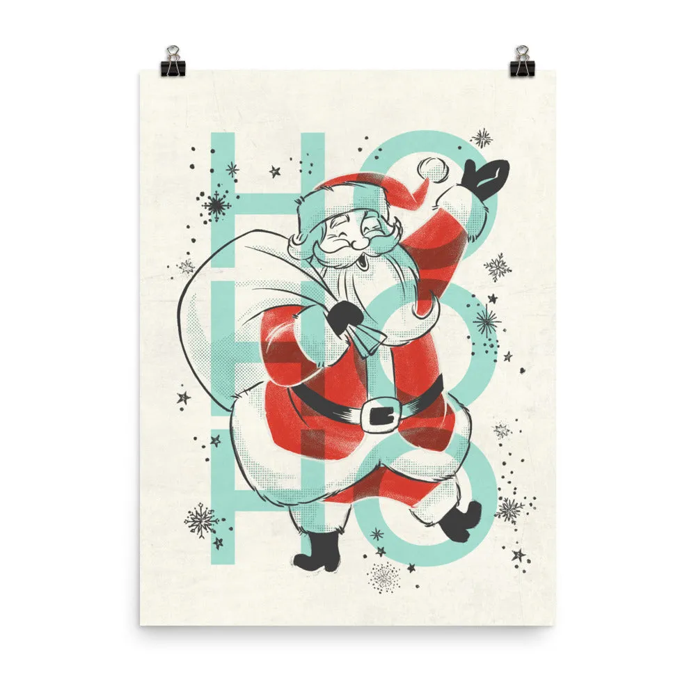 Ho Ho Ho Santa Christmas Art Poster Print