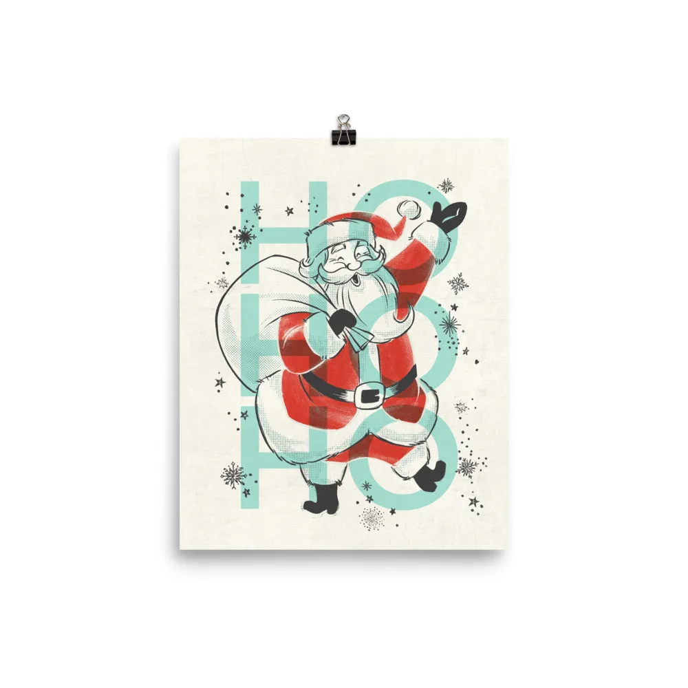 Ho Ho Ho Santa Christmas Art Poster Print