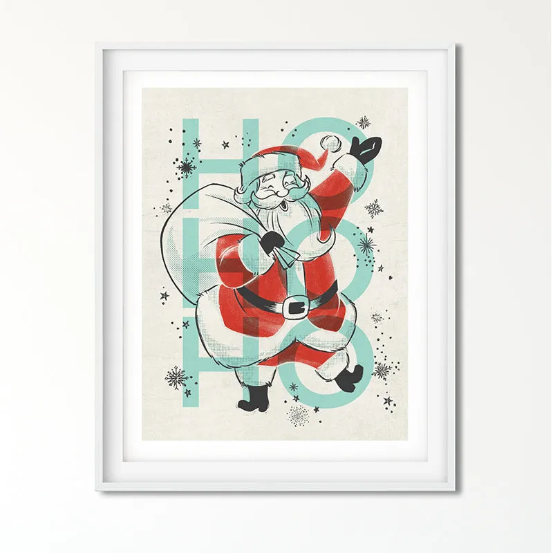 Ho Ho Ho Santa Christmas Art Poster Print